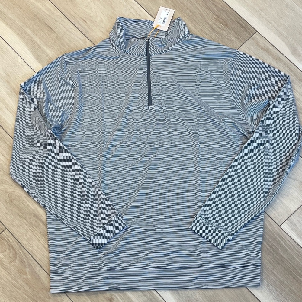 New men’s Peter Millar golf zipup Striped Shirt